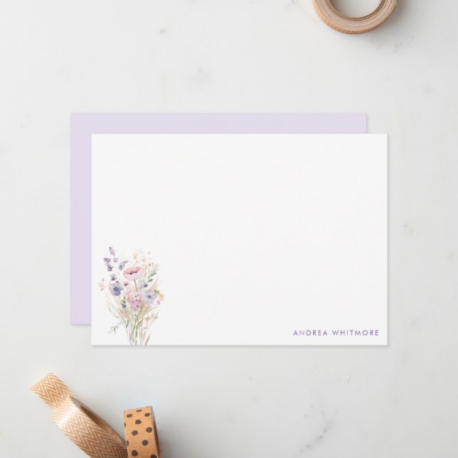 Tarjeta Pequeña Flores silvestres de primavera Lilac personalizada (Anverso/Reverso In Situ)