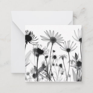 Tarjeta Pequeña Flores silvestres de rayos X de B&W