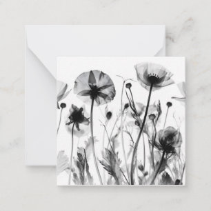 Tarjeta Pequeña Flores silvestres de rayos X en blanco y negro