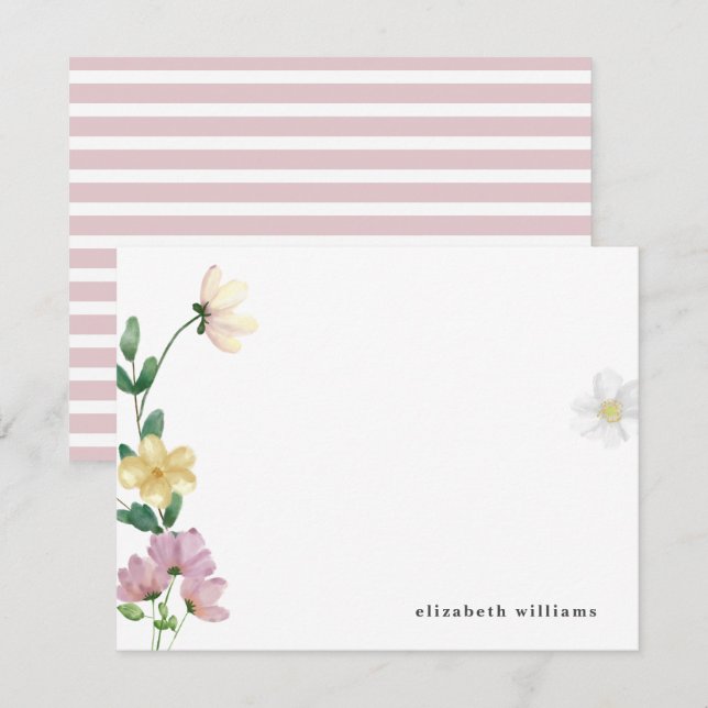 Tarjeta Pequeña Flores silvestres elegantes de moda floral persona (Anverso / Reverso)