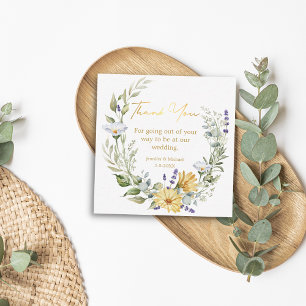 Tarjeta Pequeña flores silvestres elegantes gracias dorado elegant
