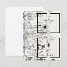 Tarjeta Pequeña Flores silvestres en blanco y negroEtiquetas, rece