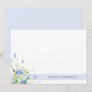 Tarjeta Pequeña Flores Silvestres Femeninas Simples Azul Claro