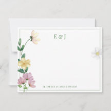 Flores silvestres monogramadas de doble borde verd