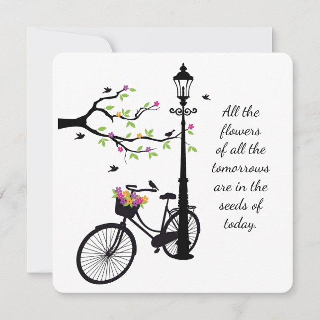 Tarjeta Pequeña Flores y aves notecard 5x5 (Anverso)