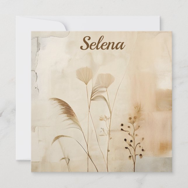 Tarjeta Pequeña Flores y hierba prensados (Anverso)