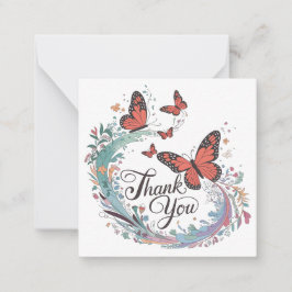 Tarjeta Pequeña Flores y mariposas gracias