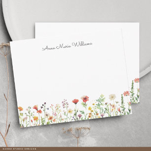 Tarjeta Pequeña Floricultura silvestre acuarela elegante con monog