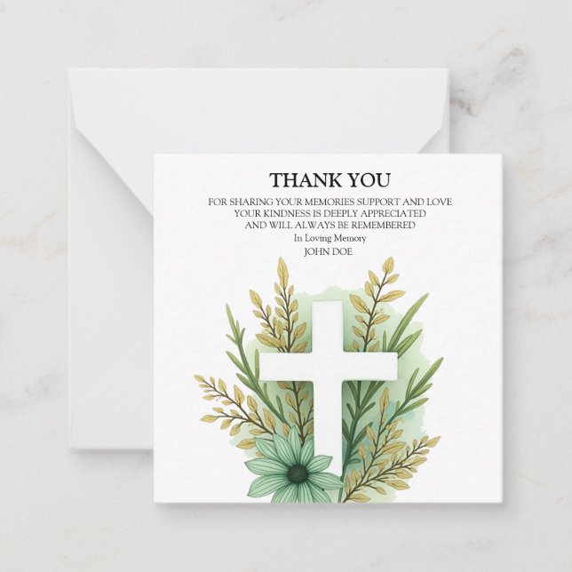 Tarjeta Pequeña Flower Cross Gracias (Anverso)