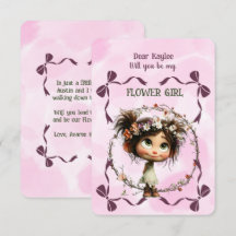 Flower Girl Invitation Floral Pink Watercolor