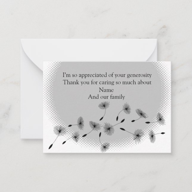 Tarjeta Pequeña Flying Dandelion Seeds Gracias Cartas (Anverso)