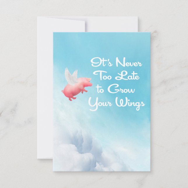 Tarjeta Pequeña Flying Pig Grow Your Wings Flat Note Card (Anverso)