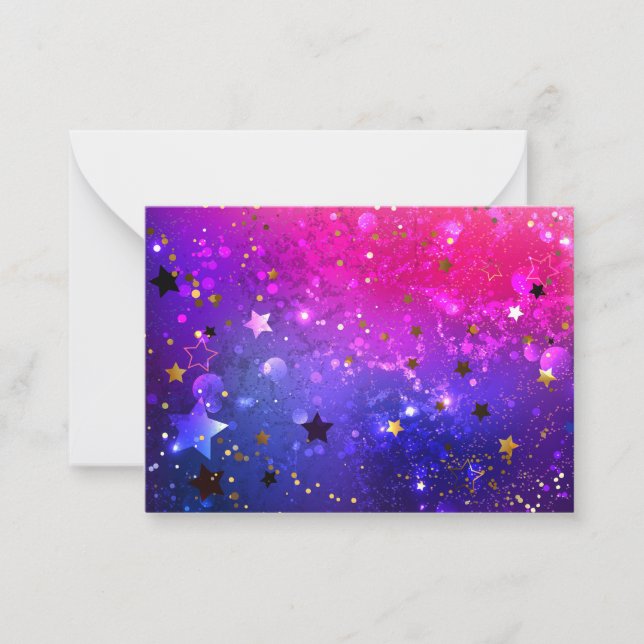 Tarjeta Pequeña Fondo azul rosa brillante (Anverso)