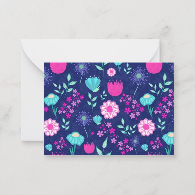 Tarjeta Pequeña Fondo con patrón floral lindo (Anverso)