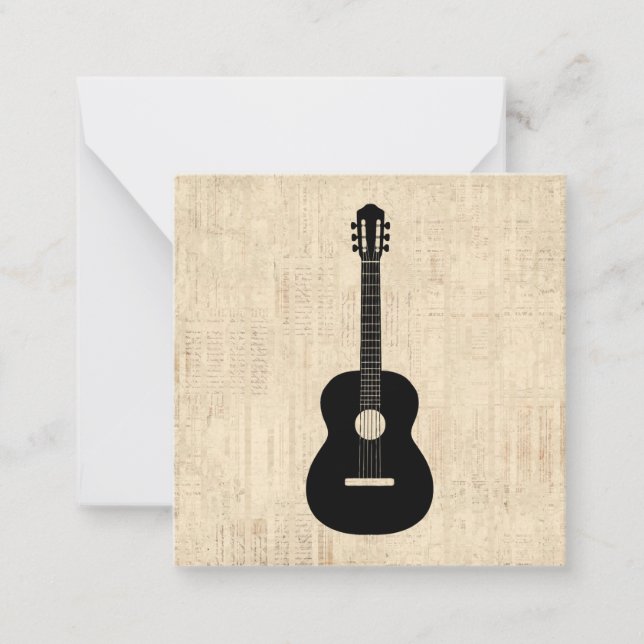 Tarjeta Pequeña Fondo de escritura artística de guitarra acústica (Anverso)