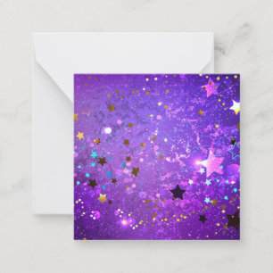 Tarjeta Pequeña Fondo de Relieve metalizado púrpura con estrellas