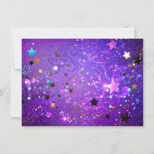 Tarjeta Pequeña Fondo de Relieve metalizado púrpura con estrellas