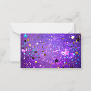 Tarjeta Pequeña Fondo de Relieve metalizado púrpura con estrellas