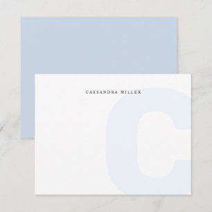 Tarjeta Pequeña Fondo del monograma azul claro Nombre completo