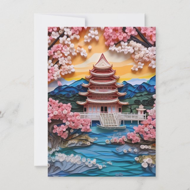 Tarjeta Pequeña Fondo del paisaje colorido japonés (Anverso)