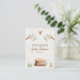 Tarjeta Pequeña Fondo personalizado para baby shower Boho Woodland