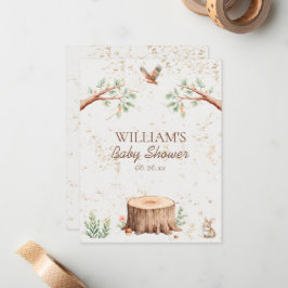 Tarjeta Pequeña Fondo personalizado para baby shower Boho Woodland