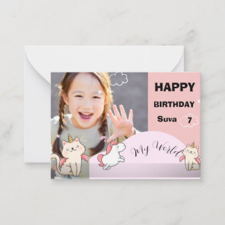 Tarjeta Pequeña Fondo rosa y cumpleaños de niña dulce