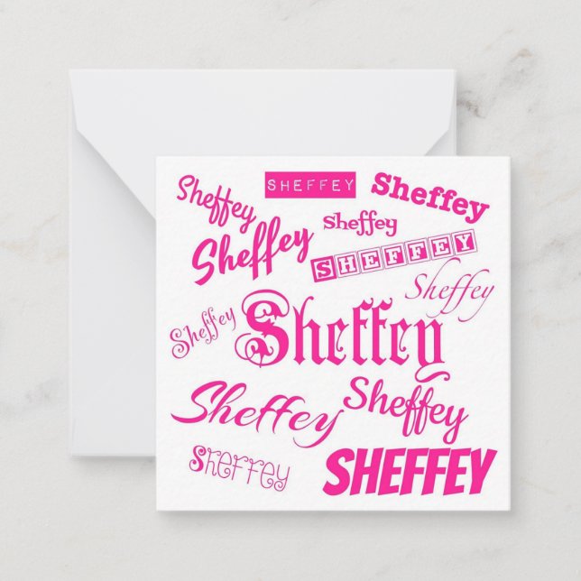 Tarjeta Pequeña Fonts Sheffey rosa - 9572 (Anverso)