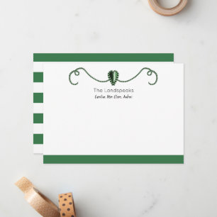 Tarjeta Pequeña Formas para corazón verde y plateado y bandas clás