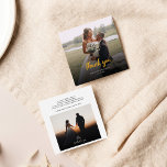 Tarjeta Pequeña Foto Boda manuscrita con presupuesto<br><div class="desc">Una manera grandiosa y reflexiva de agradecer a tus amigos, familia y compañeros de trabajo que te honraron su presencia en tu día de boda con esta moderna foto tarjetas de agradecimiento con el efecto oro con letras de guion "gracias" Fotos en la parte delantera y en la inversa de...</div>