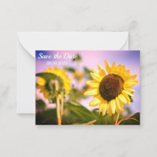 Tarjeta Pequeña Foto botánica de Sunflowers Save the Date Birthday