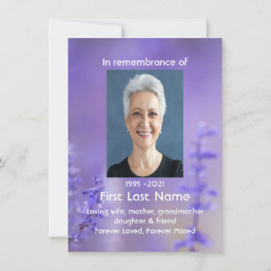 Tarjeta Pequeña Foto conmemorativa Oración Lavender Hummingbird Ja