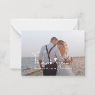 Tarjeta Pequeña Foto de agradecimiento de boda con letra a mano