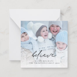 Tarjeta Pequeña Foto de Believe Nombre de guión Navidades Feliz fe