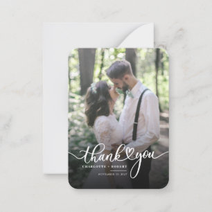 Tarjeta Pequeña Foto de Boda Agradecimiento Manuscrito