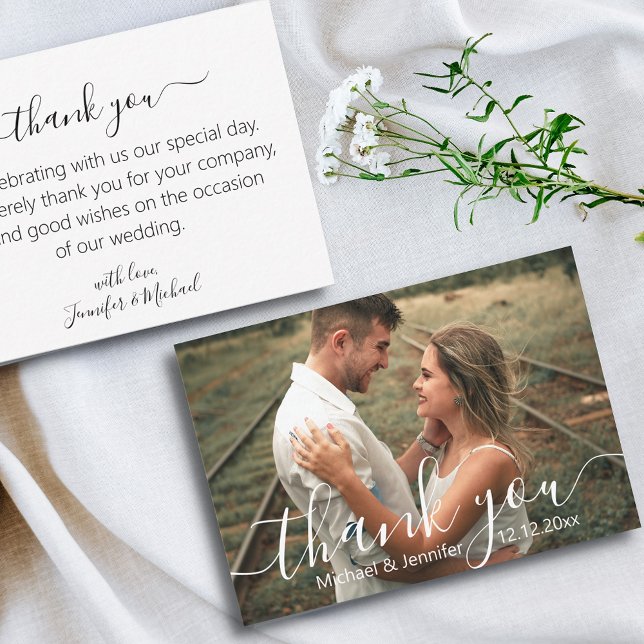 Tarjeta Pequeña foto de boda de guiones modernos (Subido por el creador)