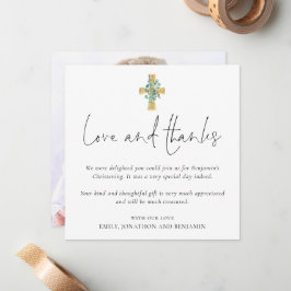 Tarjeta Pequeña Foto de Cross Baptism Christening Love Gracias