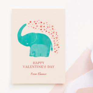 Tarjeta Pequeña Foto de elefante Feliz día de San Valentín para ni