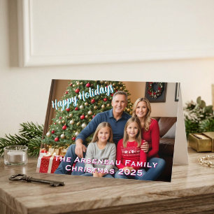 Tarjeta Pequeña Foto de familia simple Felices Fiestas Personaliza
