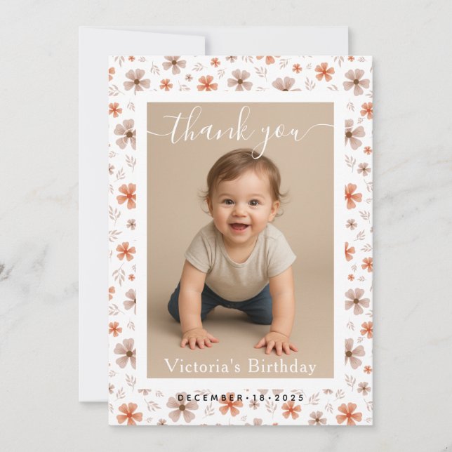 Tarjeta Pequeña Foto de fiesta de cumpleaños con borde blanco mini (Anverso)