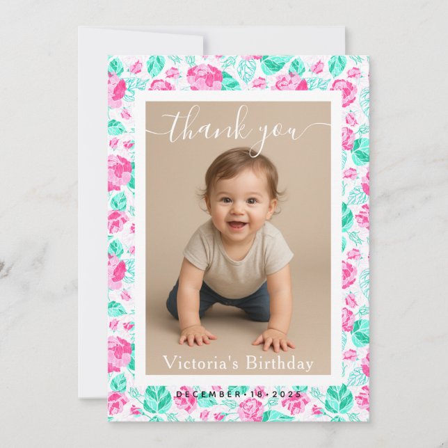 Tarjeta Pequeña Foto de fiesta de cumpleaños con borde blanco mini (Anverso)
