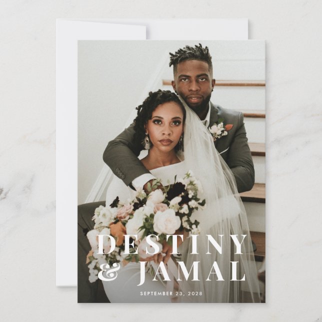 Tarjeta Pequeña Foto de la pareja de bodas recién casados (Anverso)