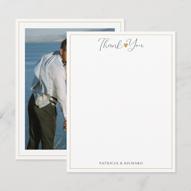 Tarjeta Pequeña Foto De Pareja De Nombres De Bodas Personalizadas (Anverso / Reverso)