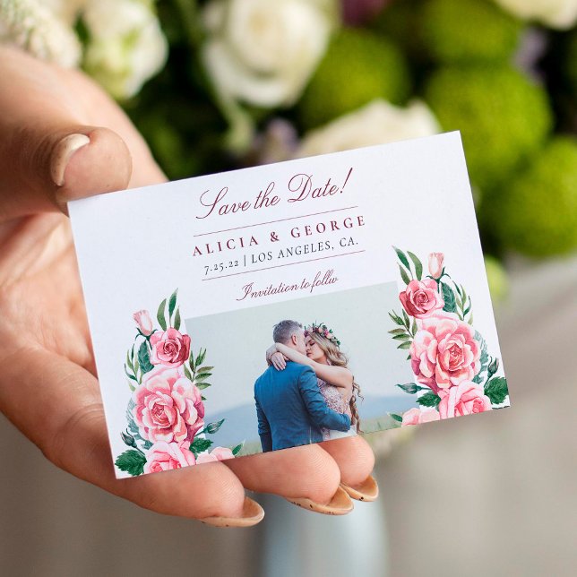 Tarjeta Pequeña Foto de presupuesto boda floral romántica salvo la (Subido por el creador)