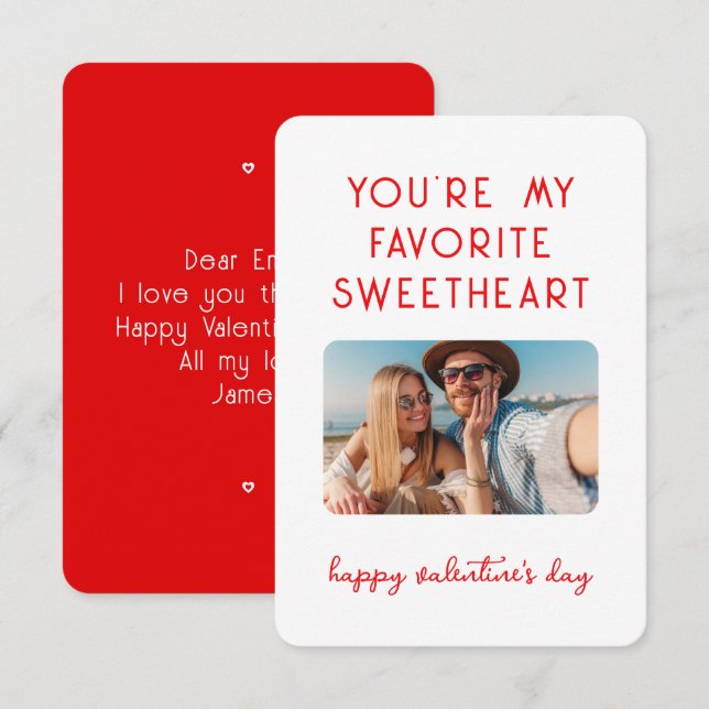 Tarjeta Pequeña Foto día de San Valentín Eres mi querido favorito (Anverso / Reverso)