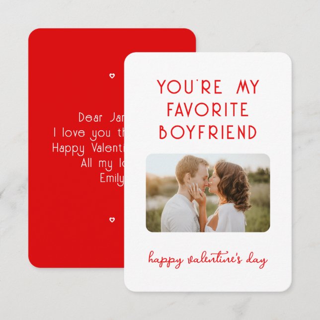 Tarjeta Pequeña Foto el día de San Valentín Eres mi novio favorito (Anverso / Reverso)