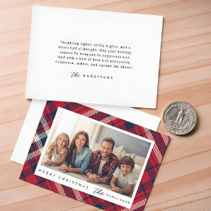 Tarjeta Pequeña Foto familiar personalizada de Navidad moderna a c