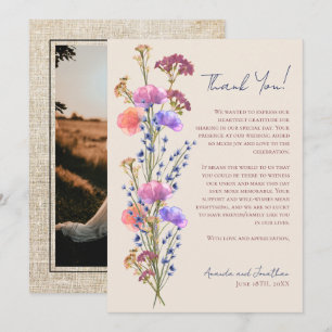 Tarjeta Pequeña Foto floral acrílica beige rusa gracias