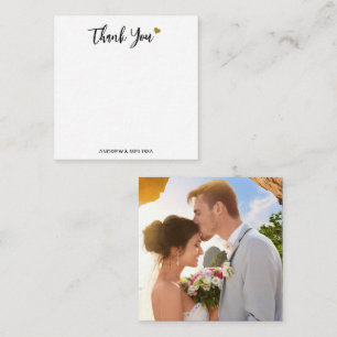 Tarjeta Pequeña Foto minimalista Boda De Oro Y Negro Gracias