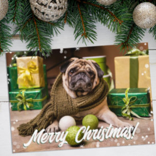 Tarjeta Pequeña Foto moderna de Navidad con Bokeh Feliz Navidad
